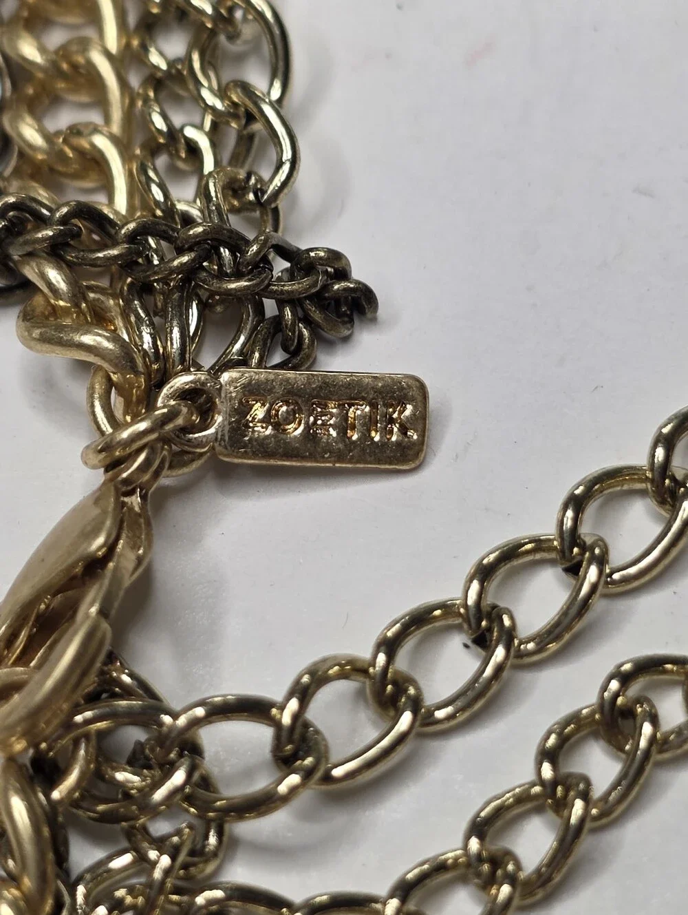 Zoetik Multi Strand Mixed Metal Statement Chain Necklace Gold Prism Pendants